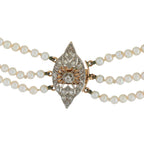 Platinum 2.45ct Diamond and Natural Pearl Multi-Strand Necklace