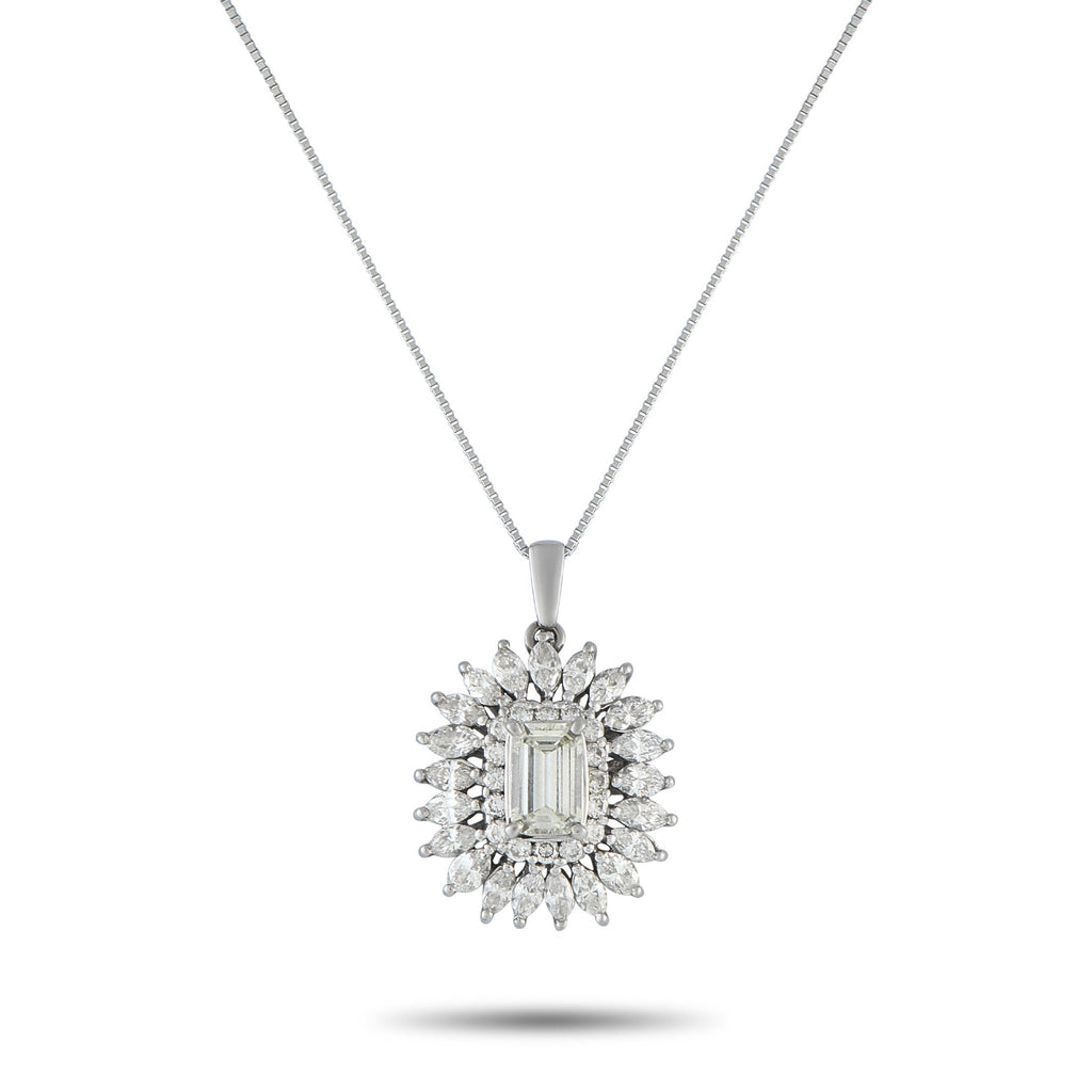 Exclusive Platinum 3.12ct Diamond Pendant Necklace MF17-061025 – This luxurious necklace is designed to effortlessly catch th