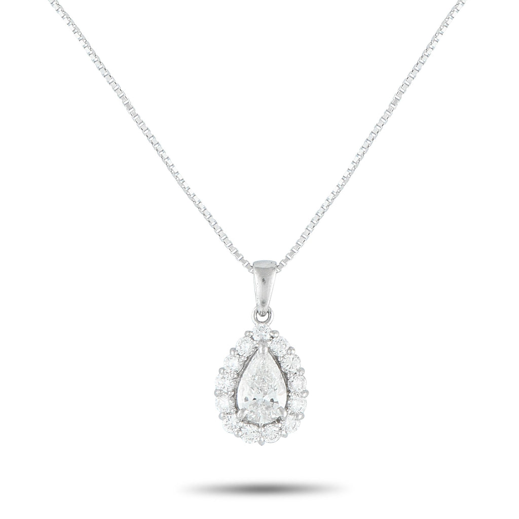 Exclusive Platinum 0.99ct Diamond Pendant Necklace MF24-082225 – This stylish necklace exudes timeless luxury