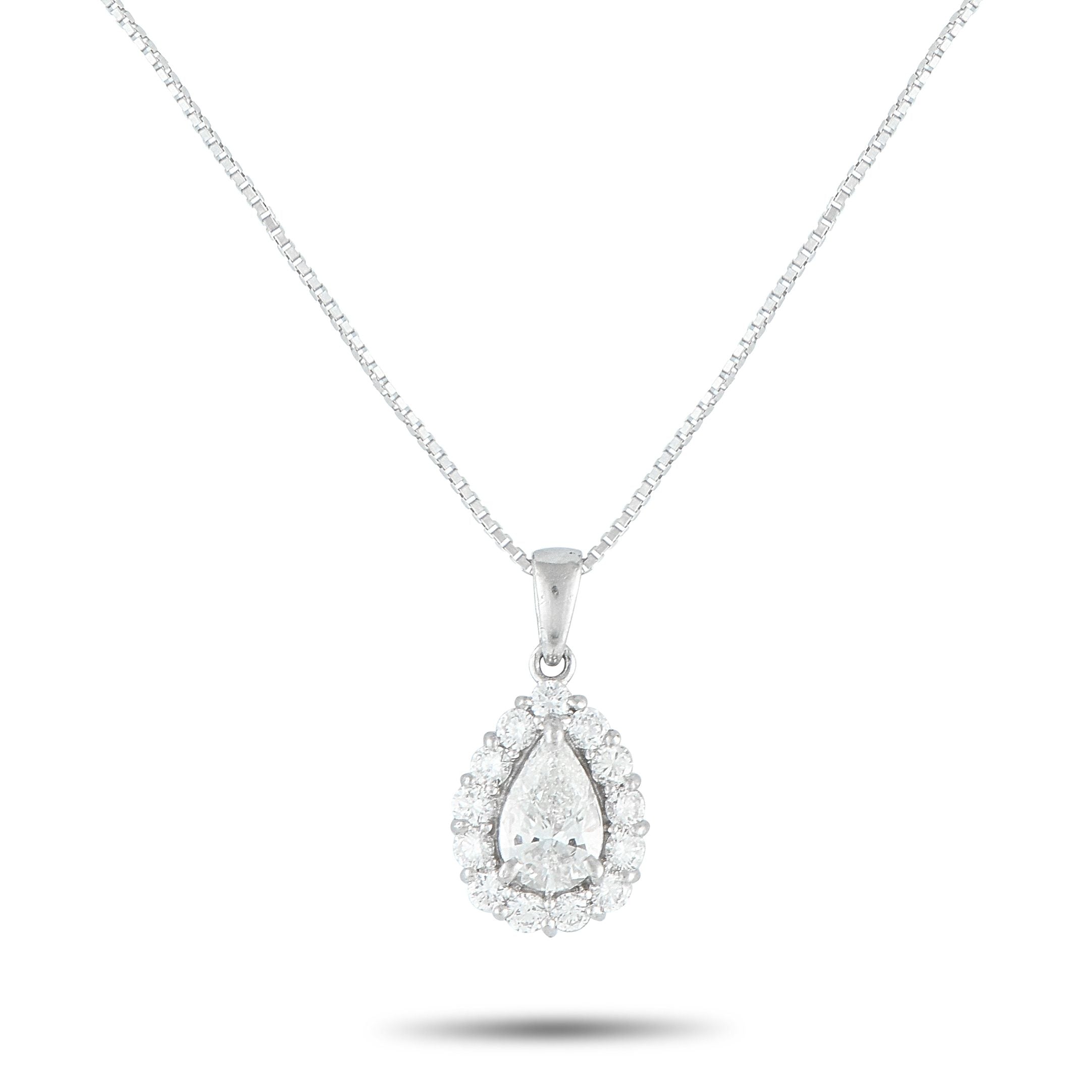 Exclusive Platinum 0.99ct Diamond Pendant Necklace MF24-082225 – This stylish necklace exudes timeless luxury