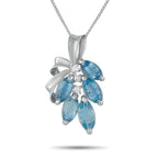 Exclusive Platinum 0.08ct Diamond and Aquamarine Necklace MF08-101525 – Where clear light meets calm color, the result feels 