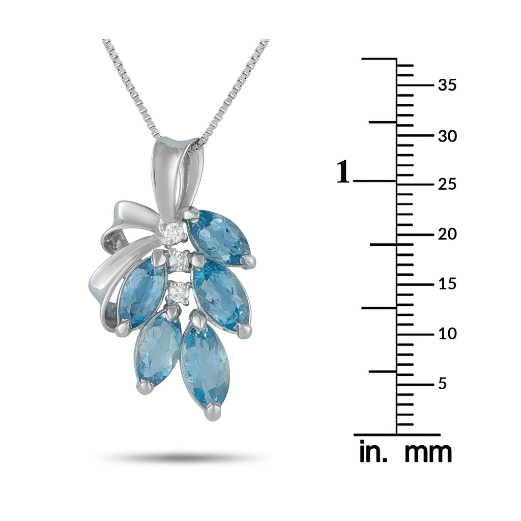 Exclusive Platinum 0.08ct Diamond and Aquamarine Necklace