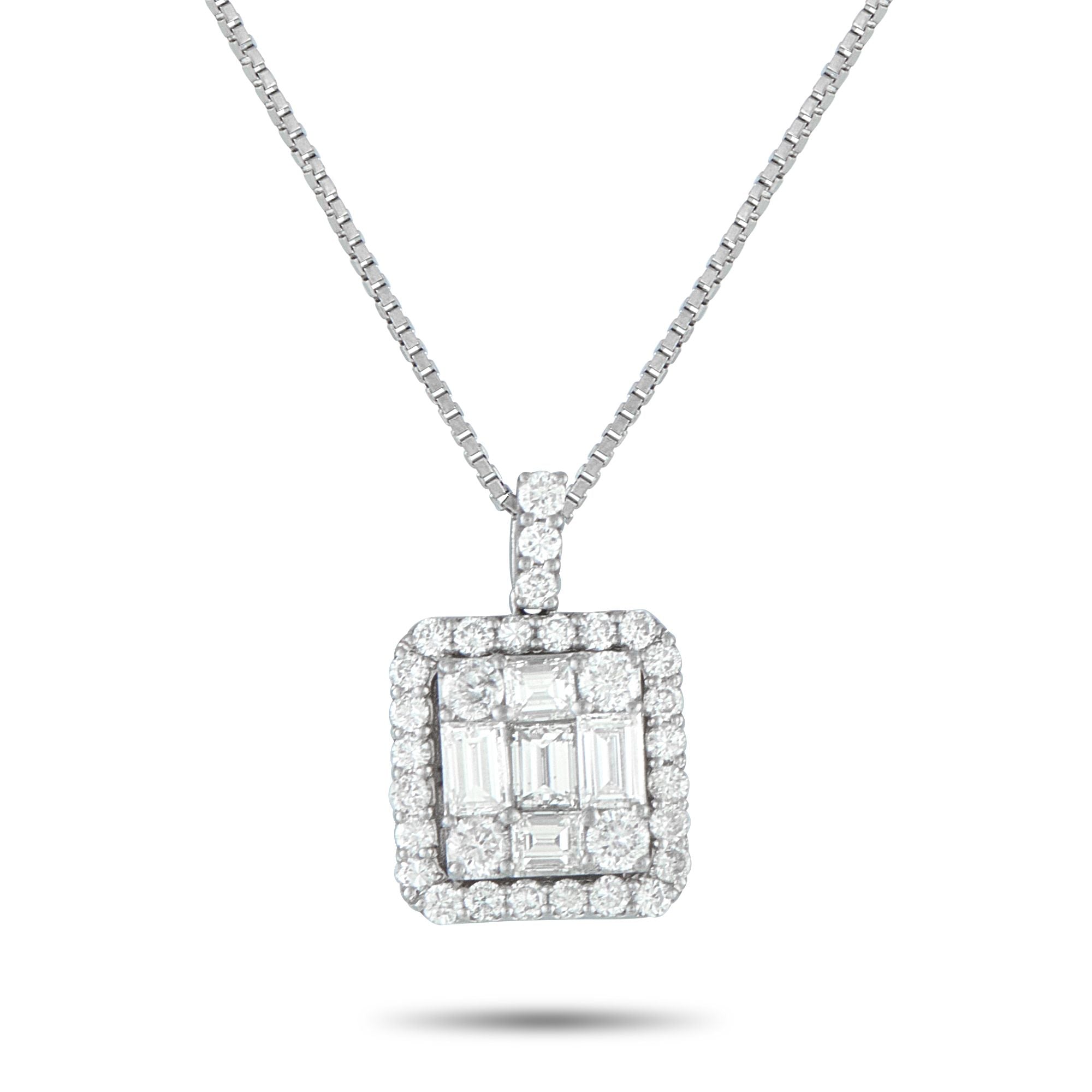 Exclusive Platinum 1.10ct Diamond Square Pendant Necklace MF26-101525 – This Exclusive  piece presents a square take on moder