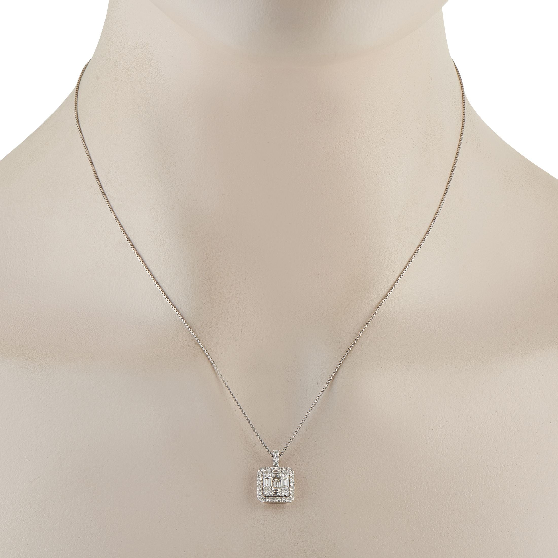 Exclusive Platinum 1.10ct Diamond Square Pendant Necklace