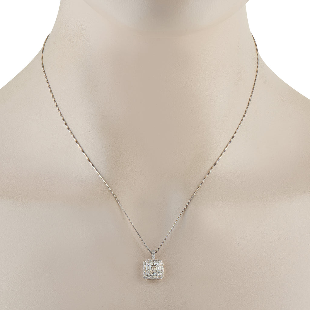 Platinum 1.10ct Diamond Square Pendant