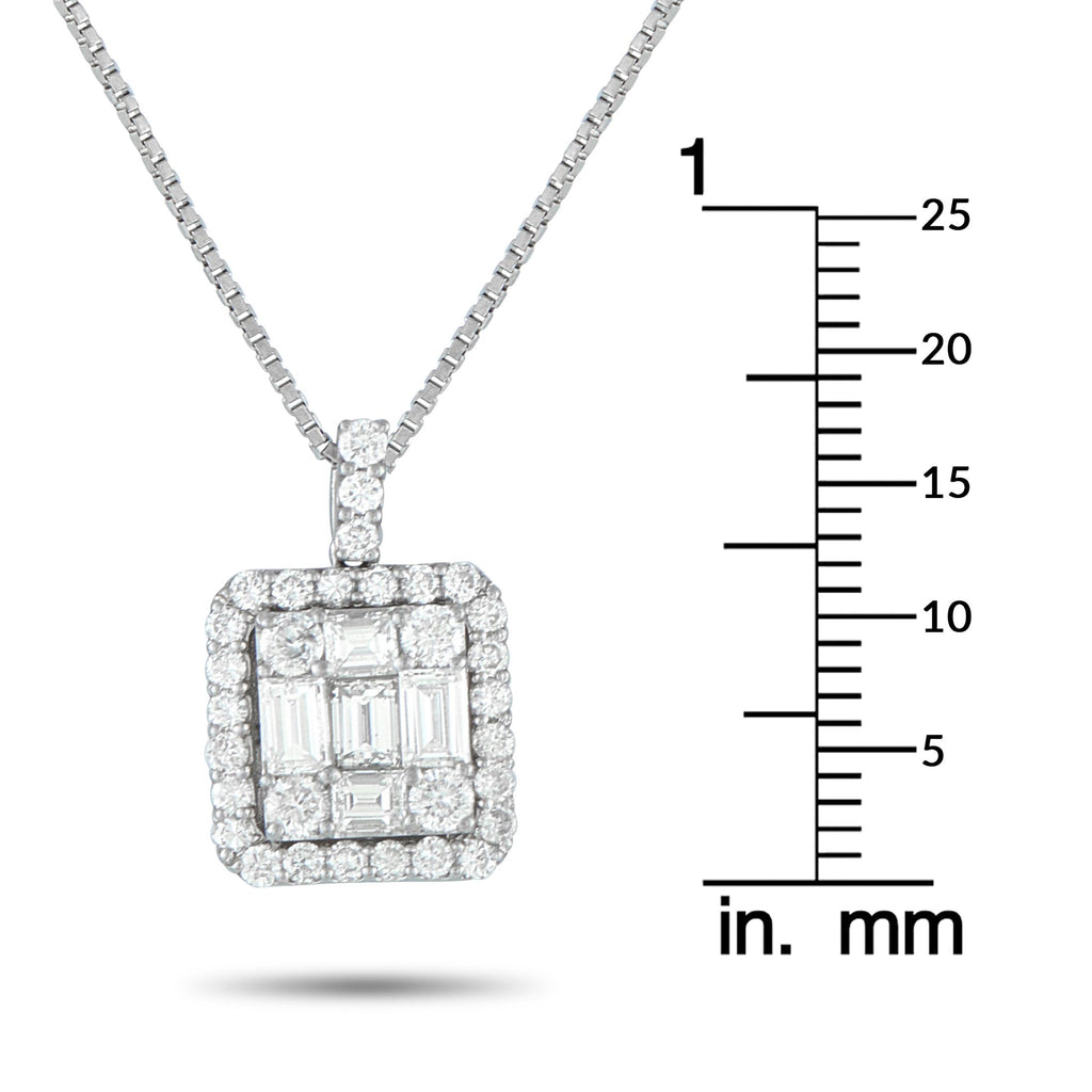 Exclusive Platinum 1.10ct Diamond Square Pendant Necklace