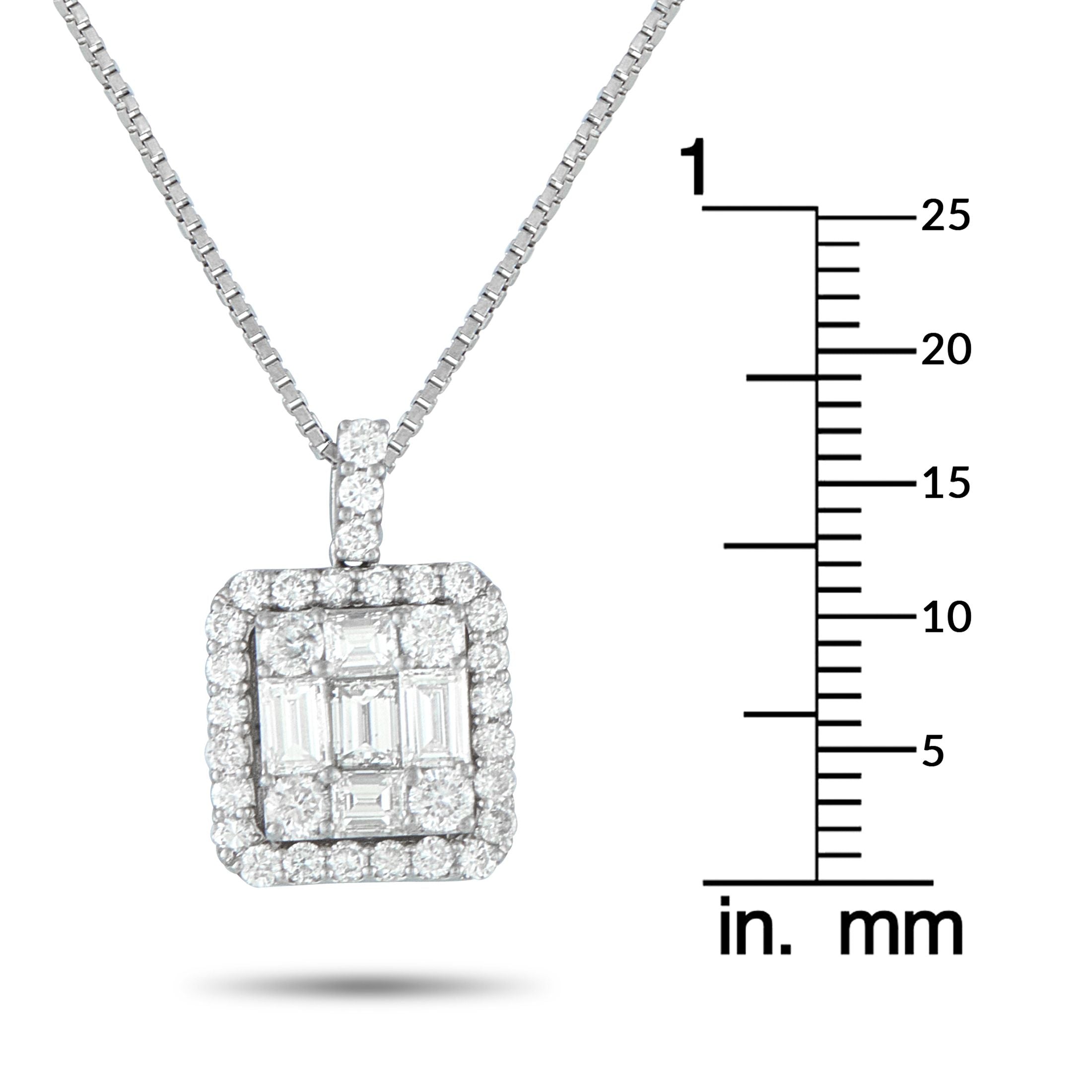 Exclusive Platinum 1.10ct Diamond Square Pendant Necklace
