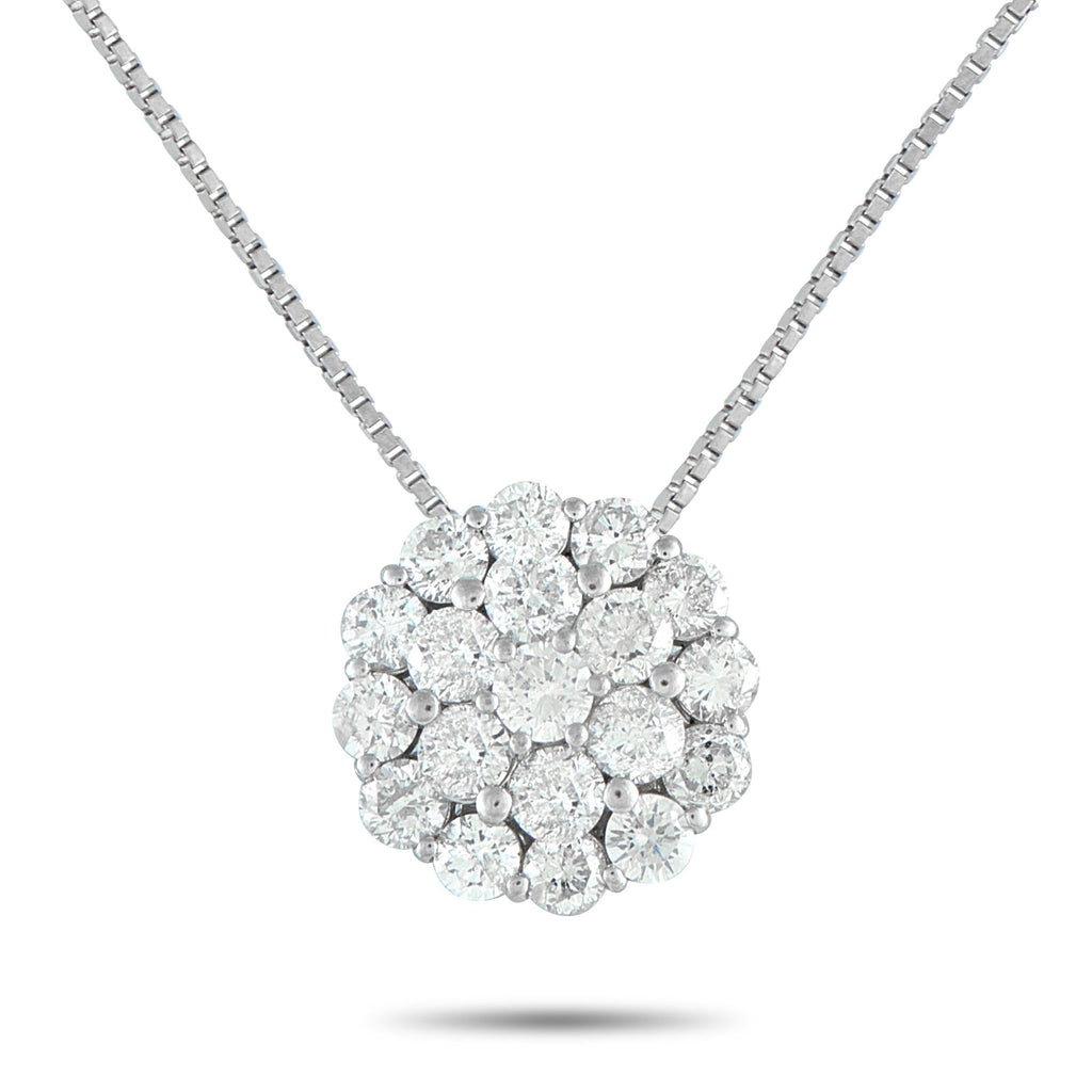 Exclusive Platinum 2.0ct Diamond Cluster Necklace MF40-101525 – Balanced and bright, this Exclusive  necklace in platinum off