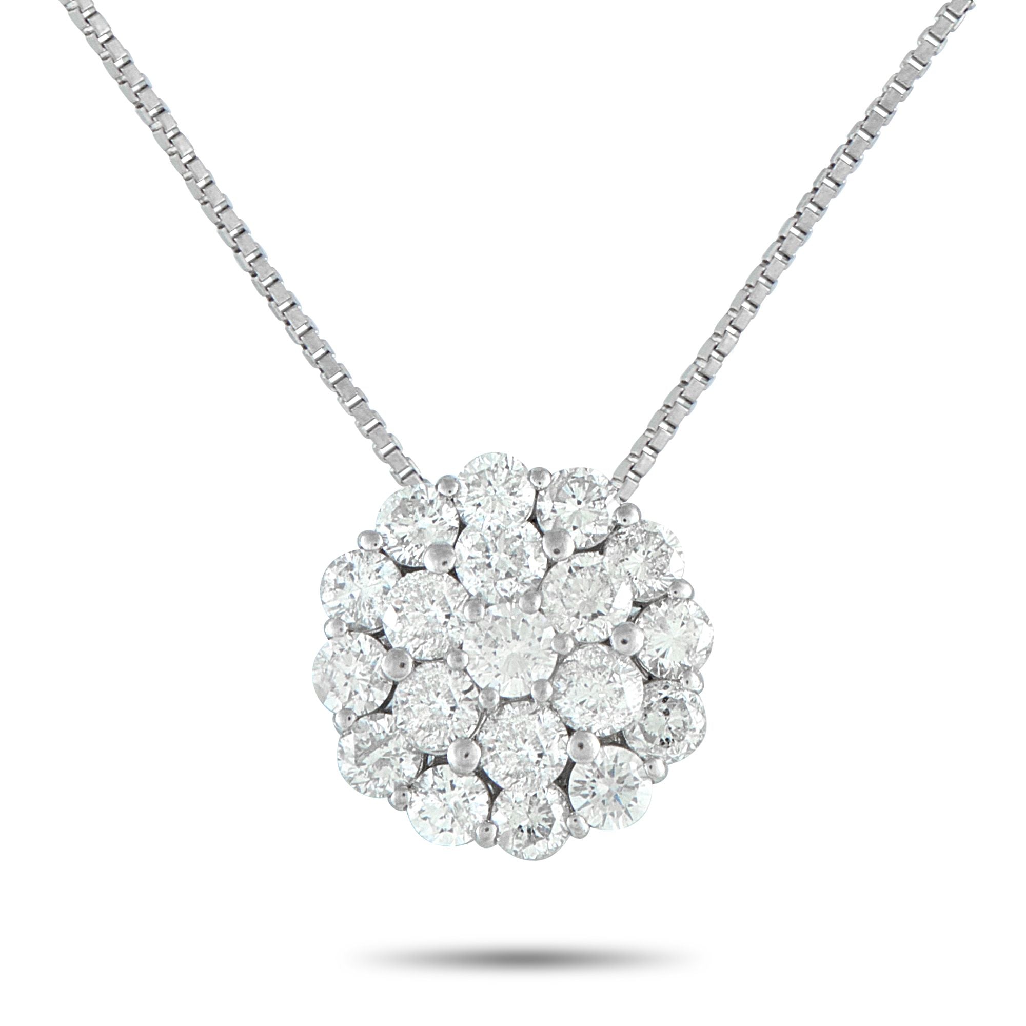 Exclusive Platinum 2.0ct Diamond Cluster Necklace MF40-101525 – Balanced and bright, this Exclusive  necklace in platinum off