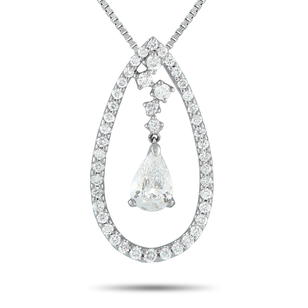 Exclusive Platinum 1.67ct Diamond Teardrop Necklace – Seen here is a 1