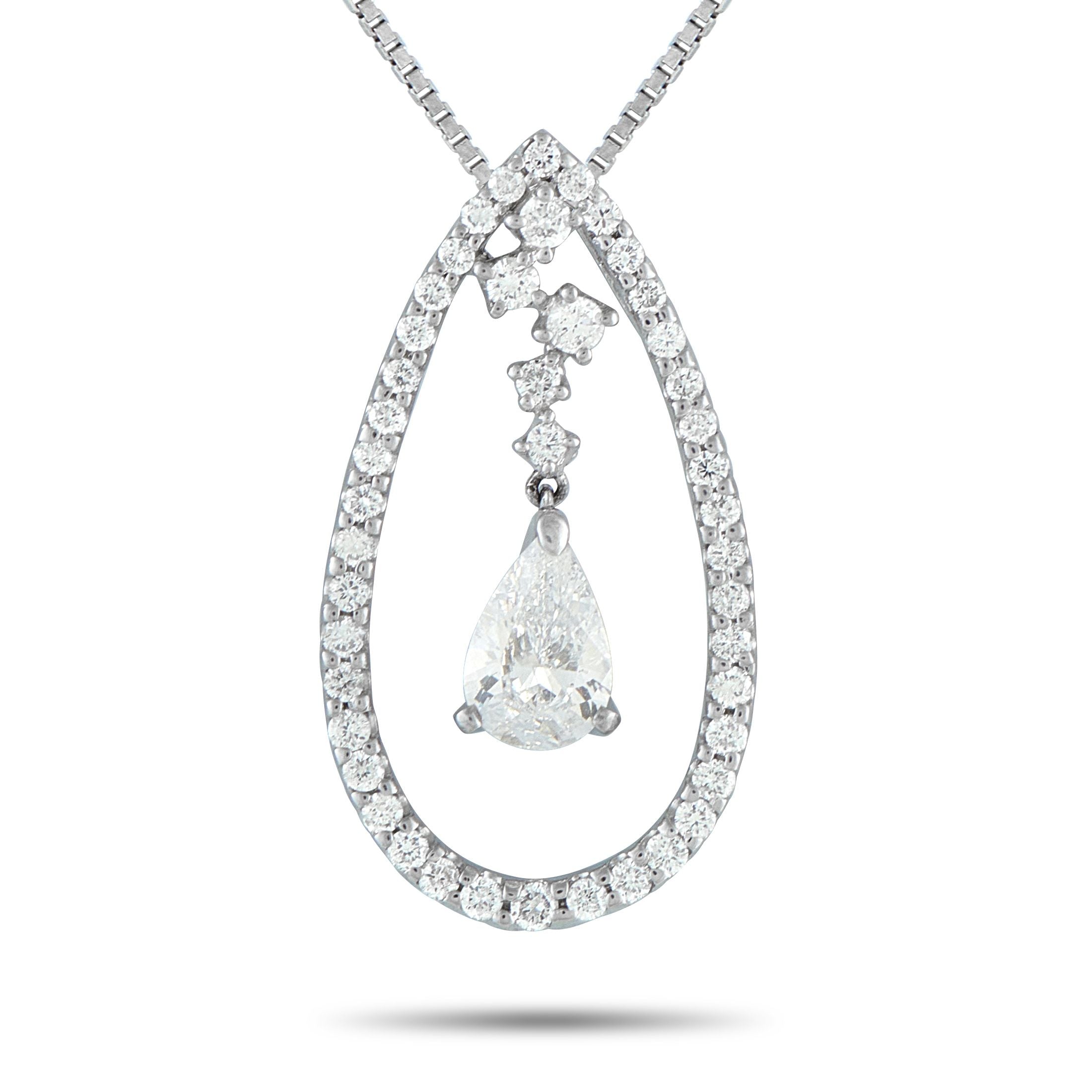 Exclusive Platinum 1.67ct Diamond Teardrop Necklace – Seen here is a 1