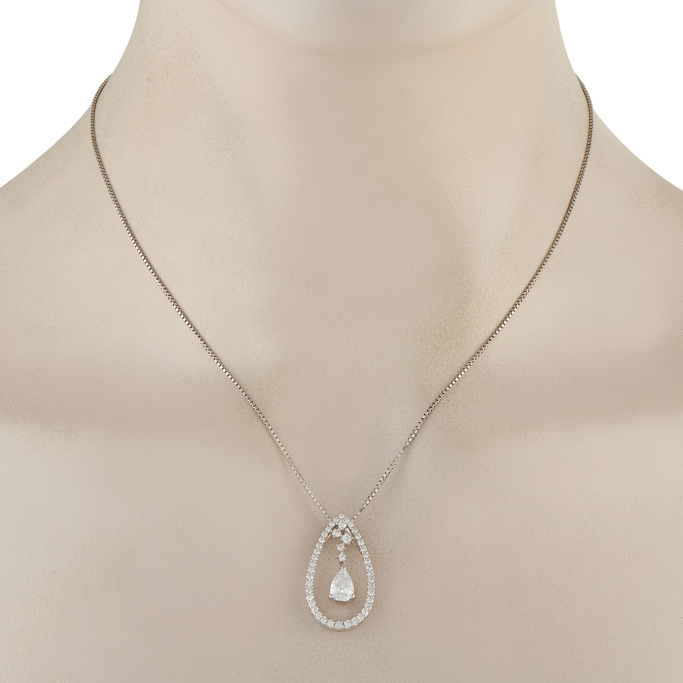 Platinum 1.67ct Diamond Teardrop Necklace