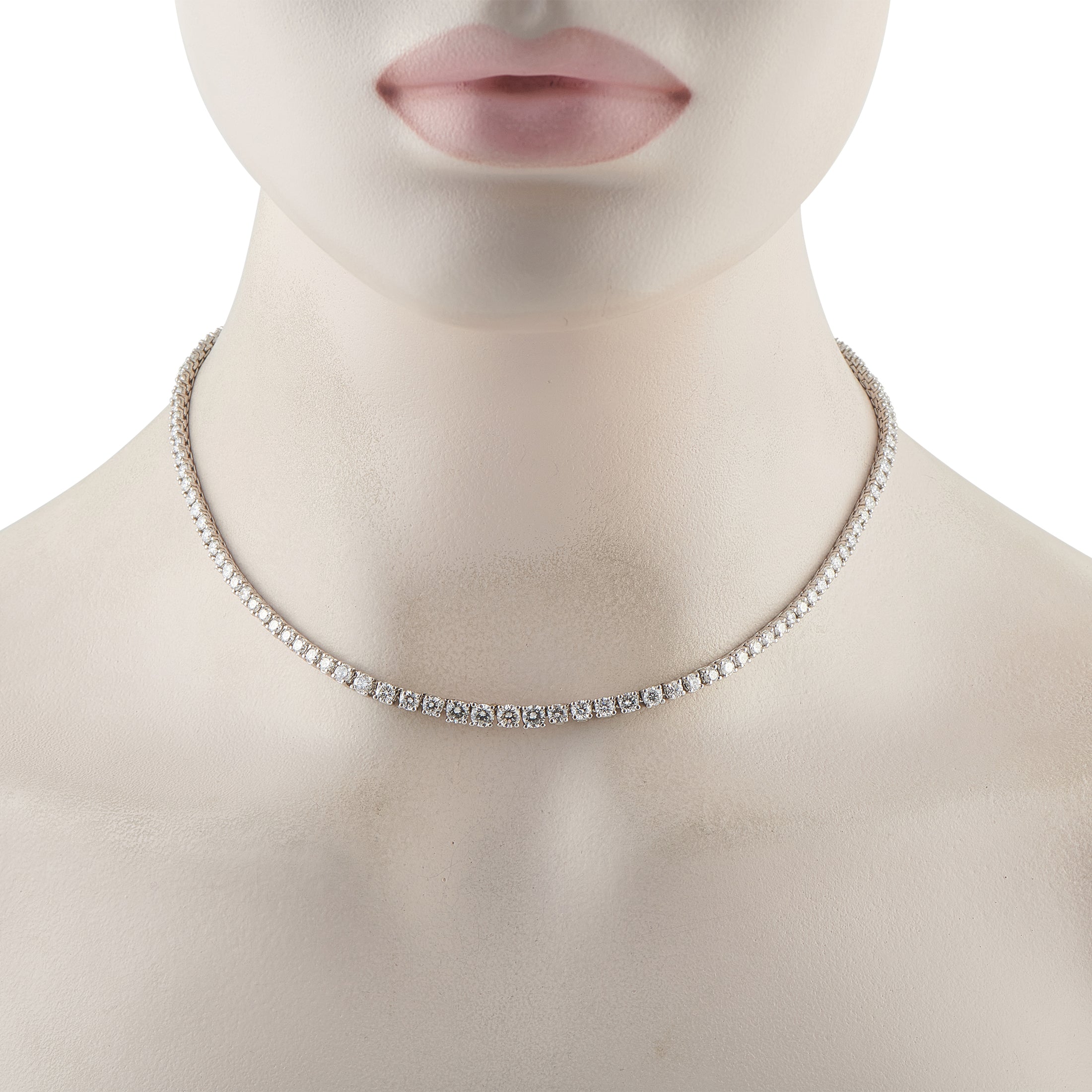 Platinum 12.50ct Diamond Tennis Necklace