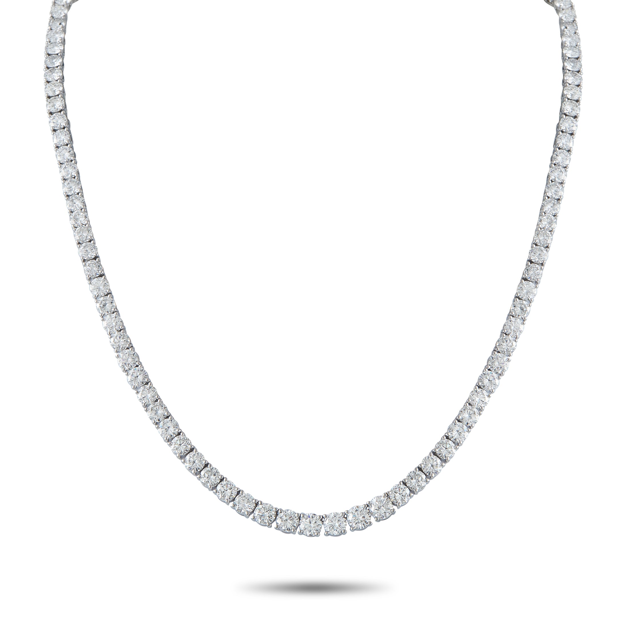 Platinum 35.43ct Diamond Tennis Necklace