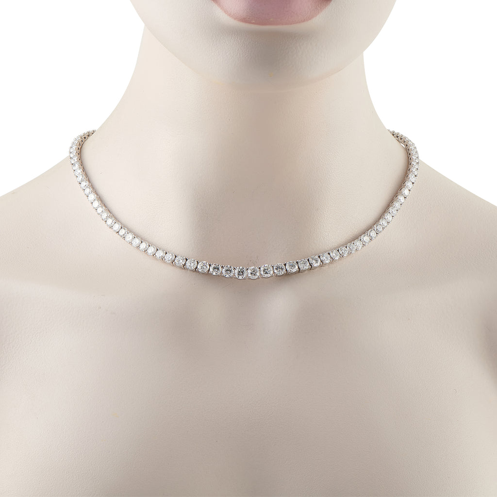 Platinum 35.43ct Diamond Tennis Necklace