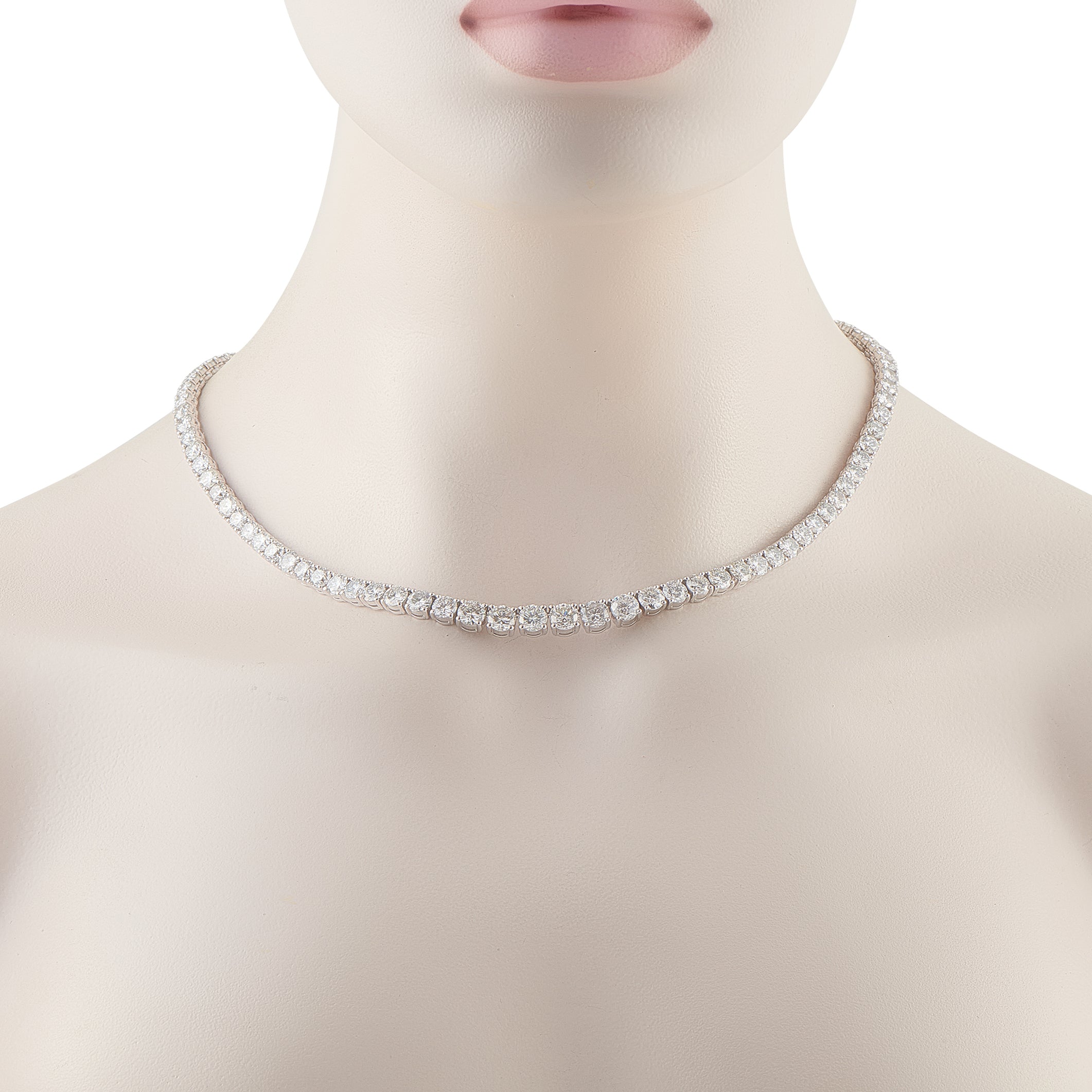 Platinum 40.47ct Diamond Tennis Necklace