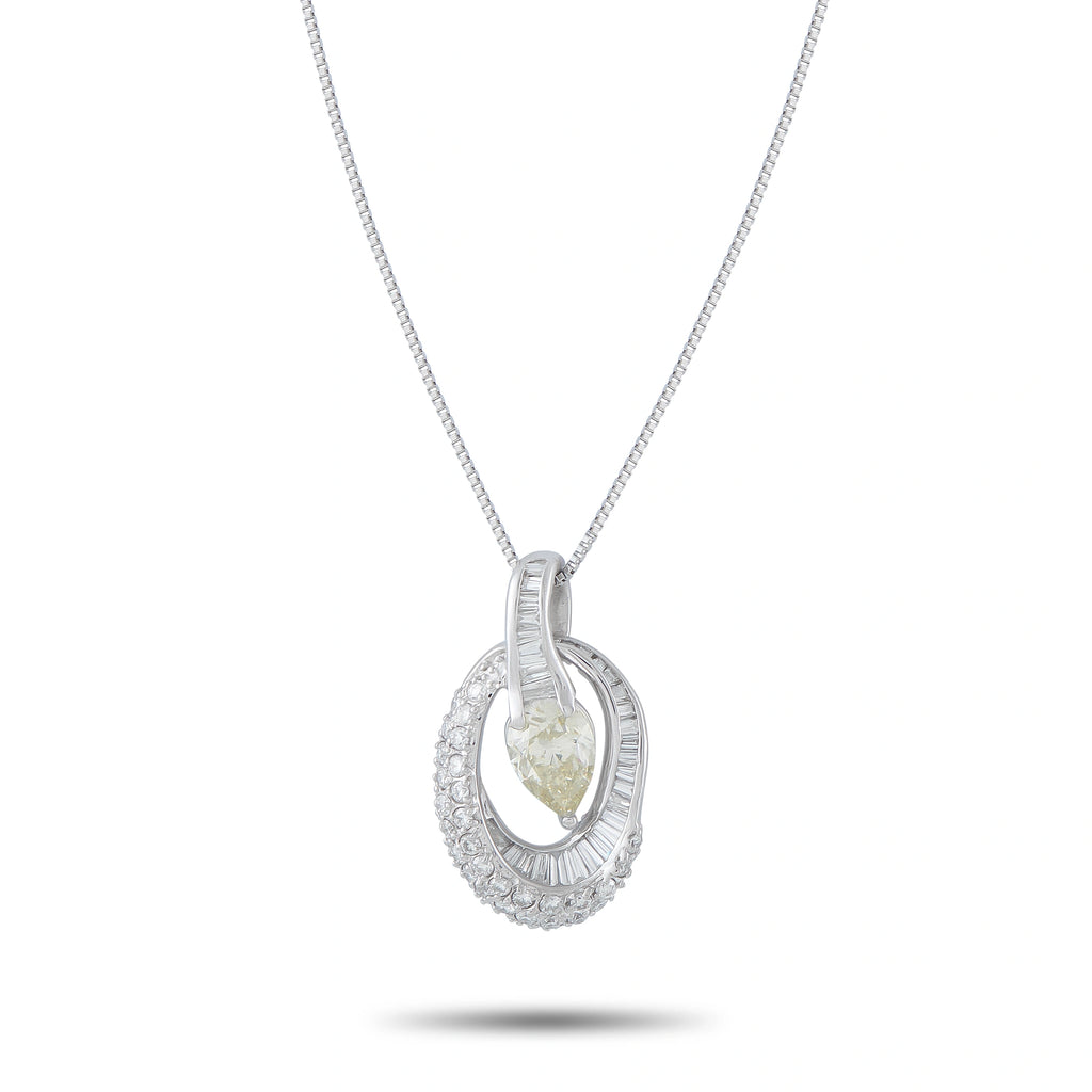 Platinum 1.78ct Diamond Oval Halo Pendant