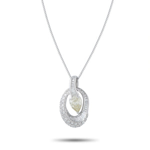 Platinum 1.78ct Diamond Oval Halo Pendant