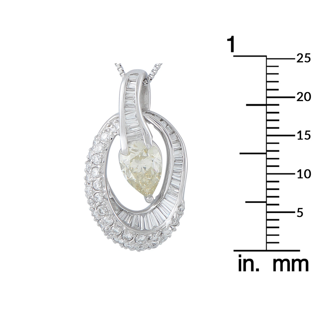 Platinum 1.78ct Diamond Oval Halo Pendant