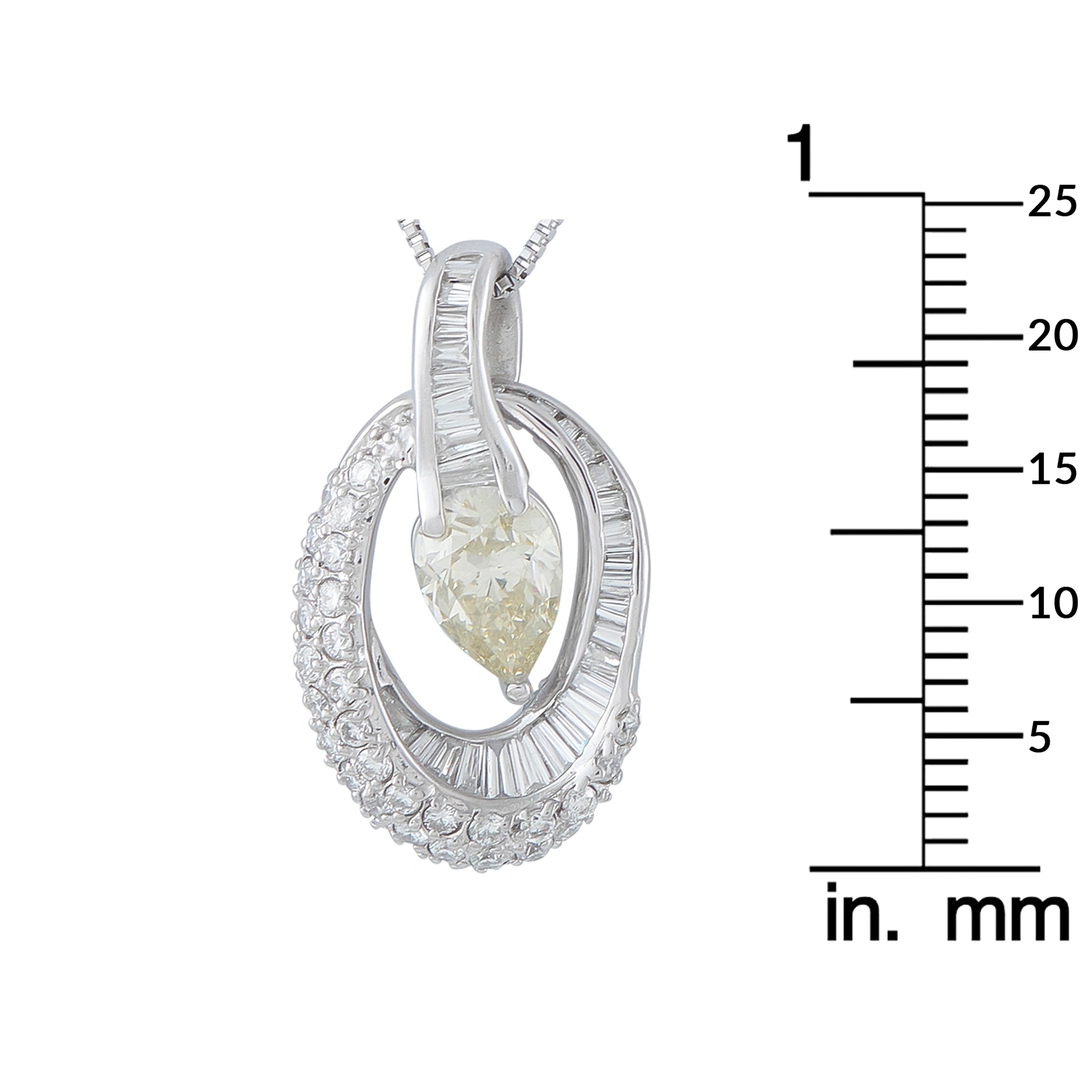 Platinum 1.78ct Diamond Oval Halo Pendant