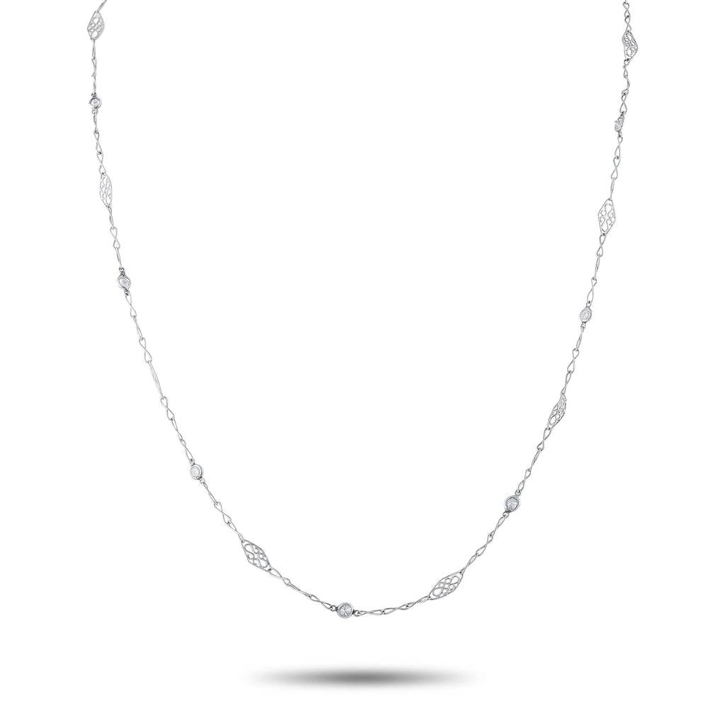 Platinum 0.50ct Diamond Station Necklace