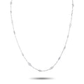 Platinum diamond station necklace with delicate chain and small round stations