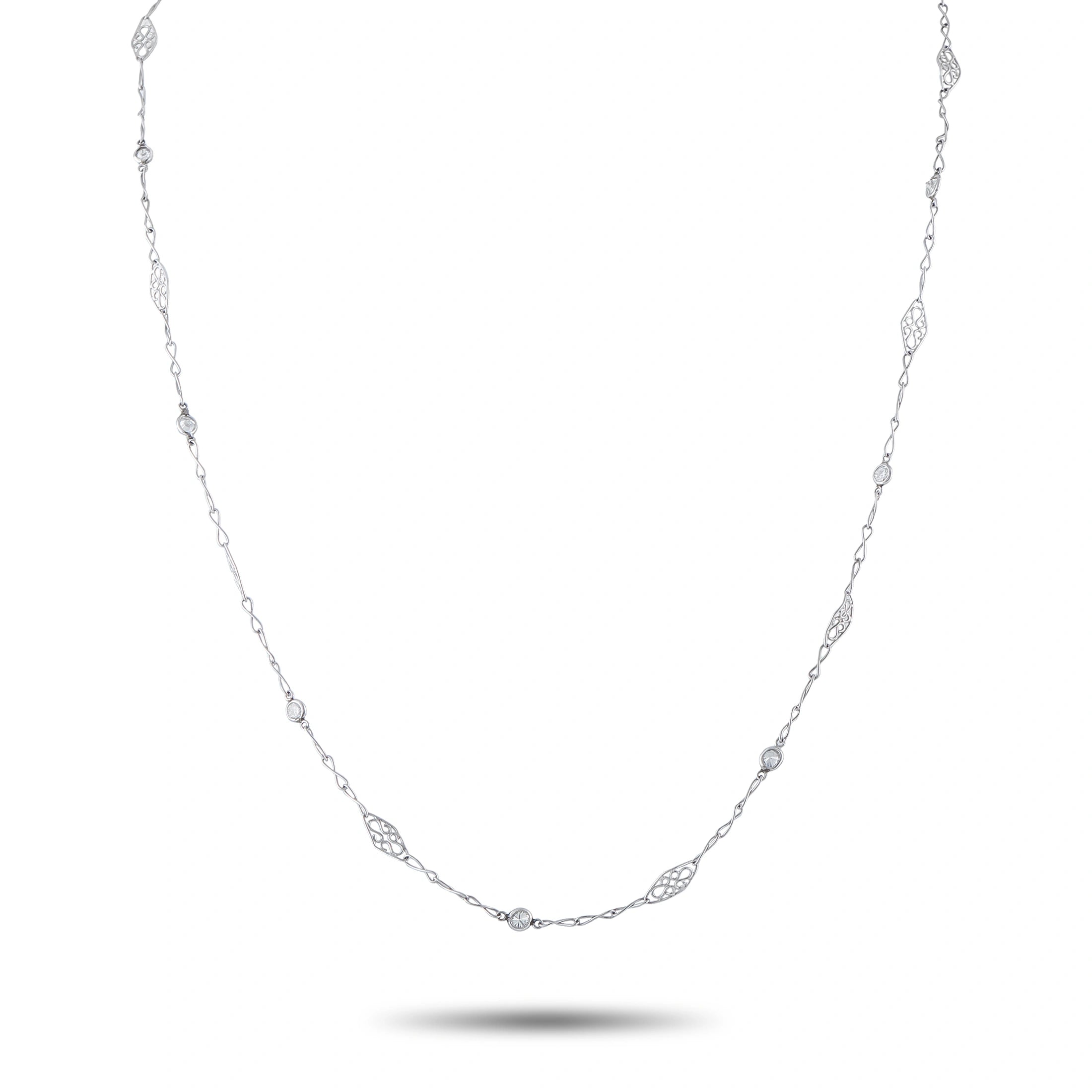 Platinum 0.50ct Diamond Station Necklace
