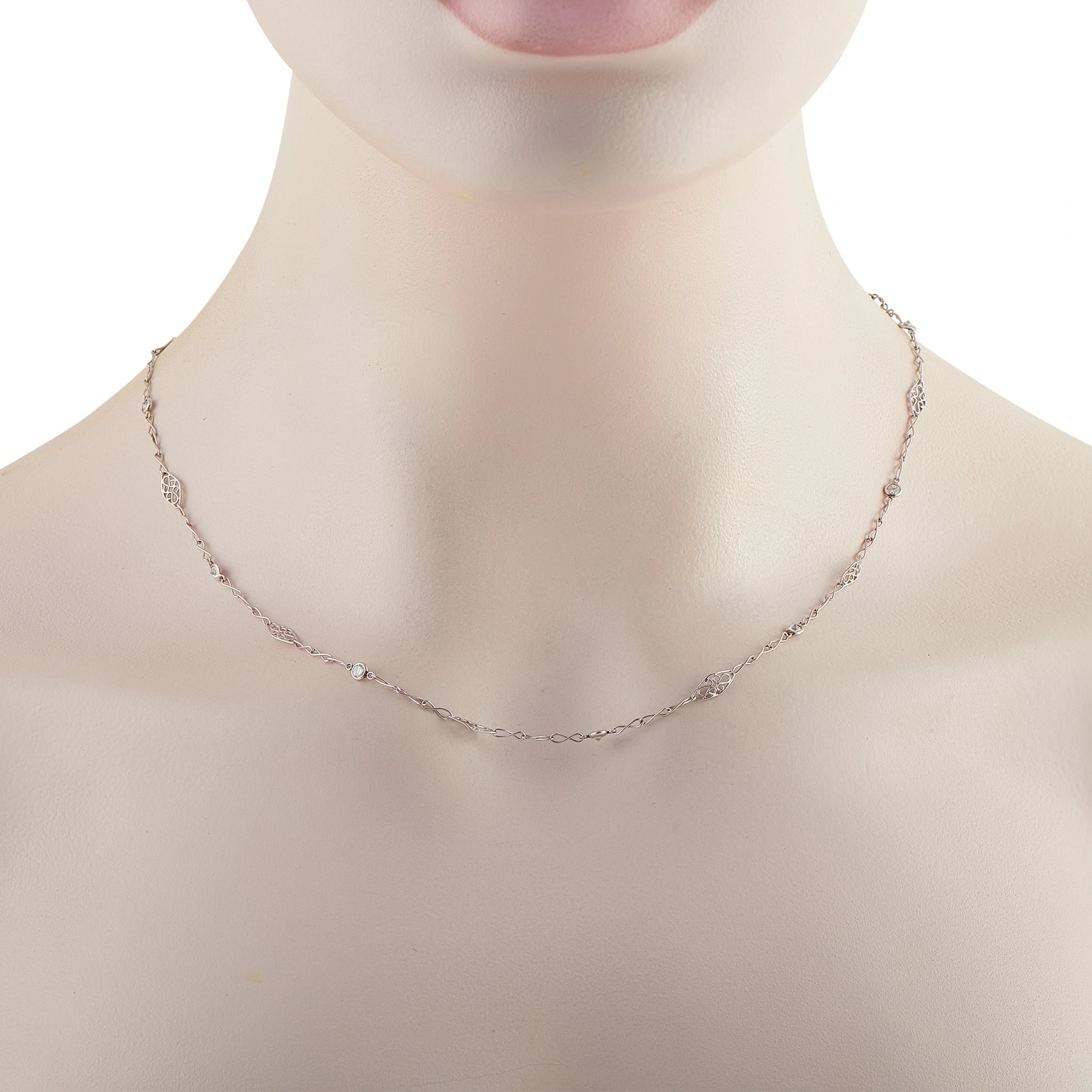 Platinum 0.50ct Diamond Station Necklace
