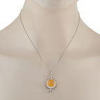 Exclusive Platinum 1.04ct Diamond and Fire Opal Necklace