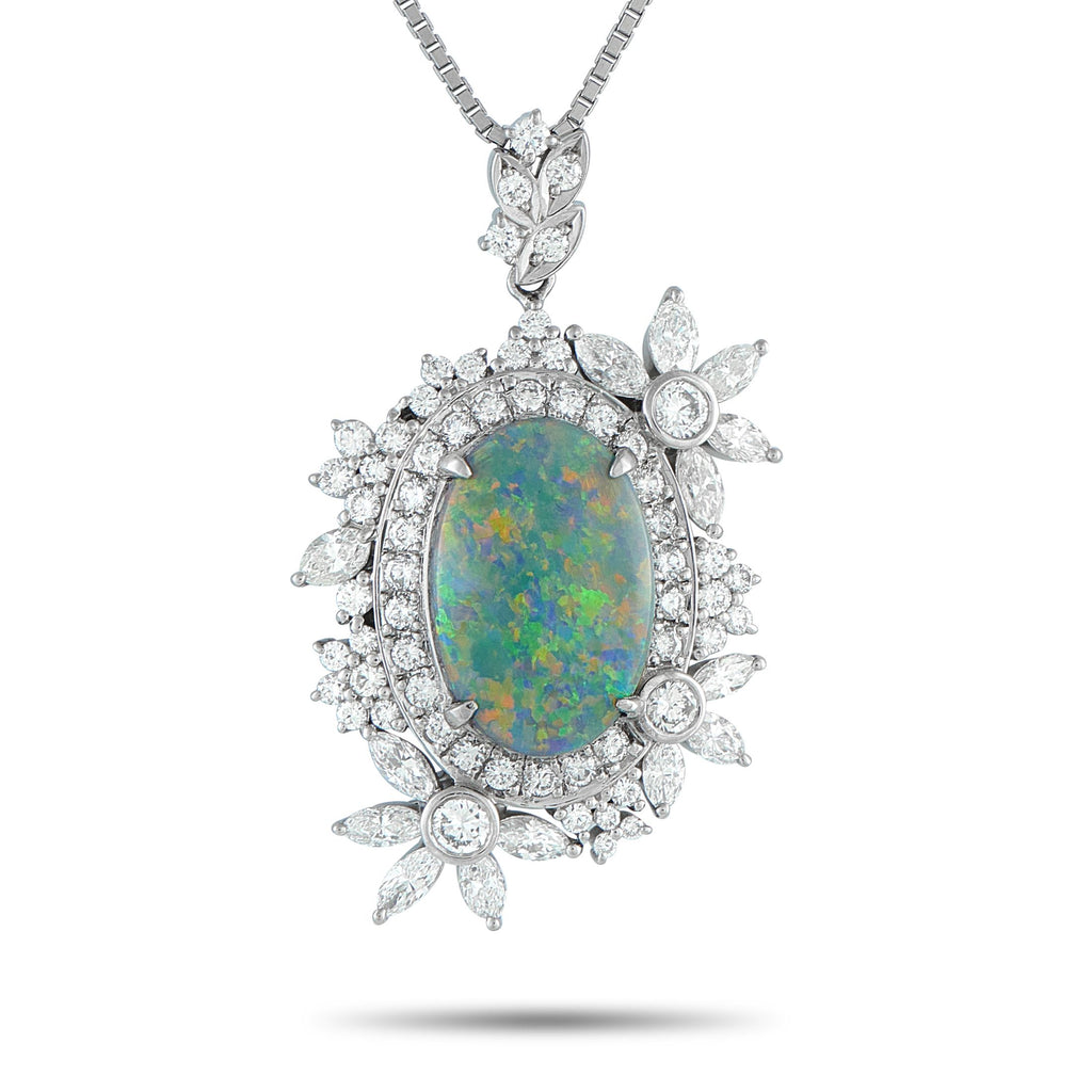 Exclusive Platinum 1.46ct Diamond and Opal Necklace MF35-101525 – In this Exclusive  piece, a 5