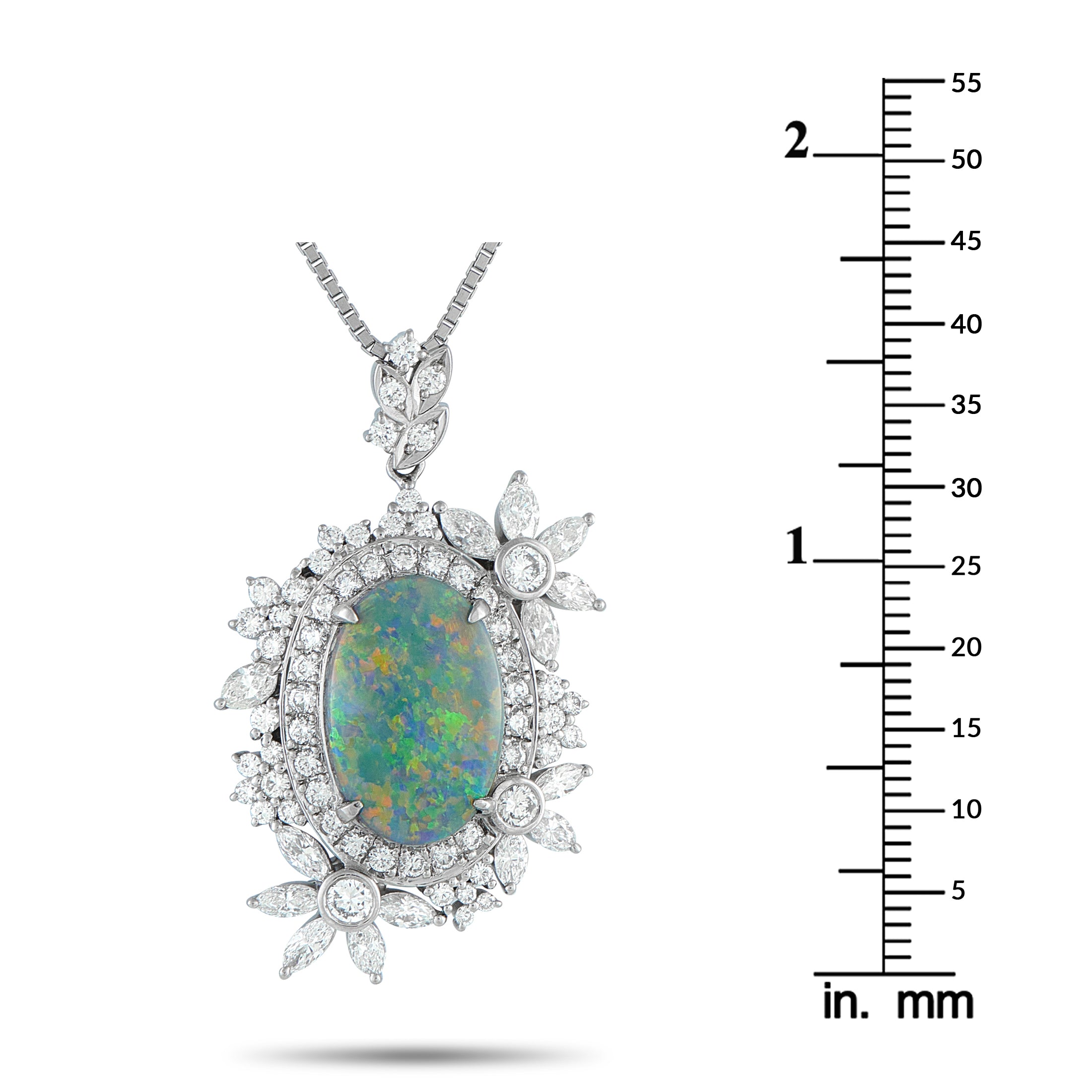 Exclusive Platinum 1.46ct Diamond and Opal Necklace