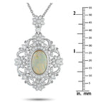 Exclusive Platinum 2.30ct Diamond and Opal Pendant Necklace
