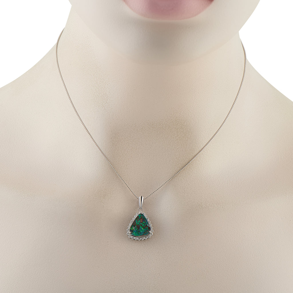 Platinum 0.60ct Diamond and Opal Necklace