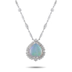 Platinum 3.12ct Diamond and Opal Pendant
