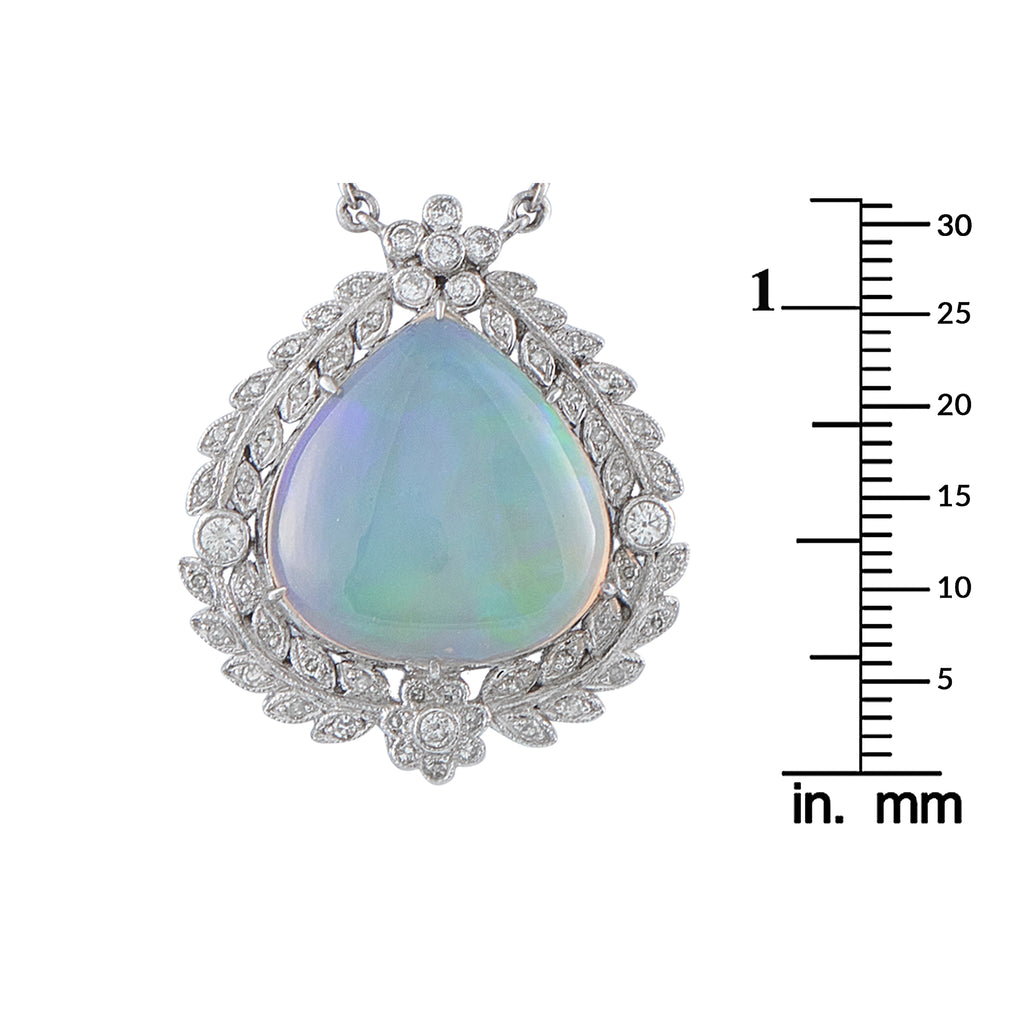 Platinum 3.12ct Diamond and Opal Pendant