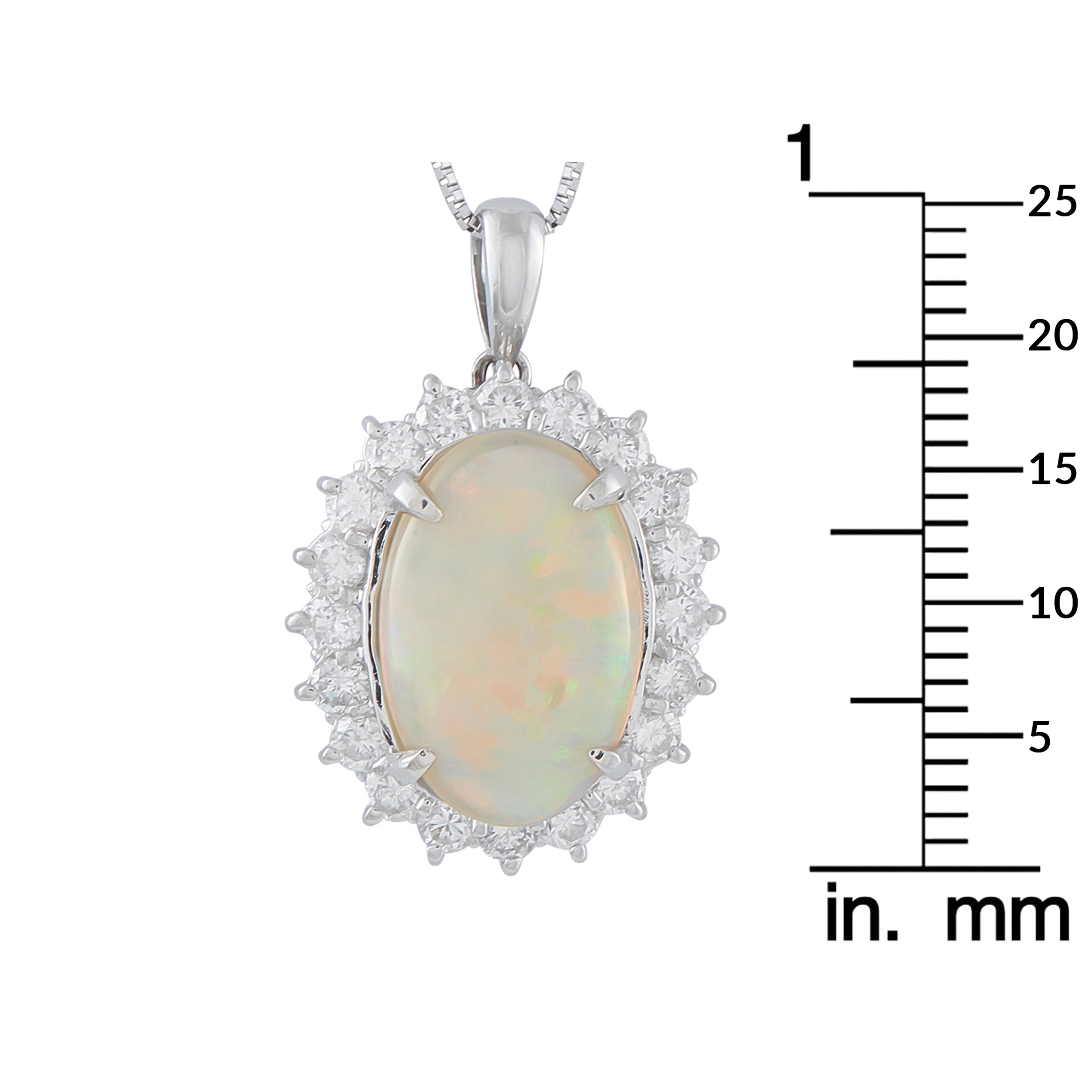 Platinum 1.10ct Diamond and Opal Pendant