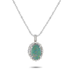 18K White Gold 0.20ct Diamond and Opal Pendant