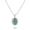 18K White Gold 0.20ct Diamond and Opal Pendant