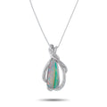 Platinum 0.06ct Diamond and Opal Pendant