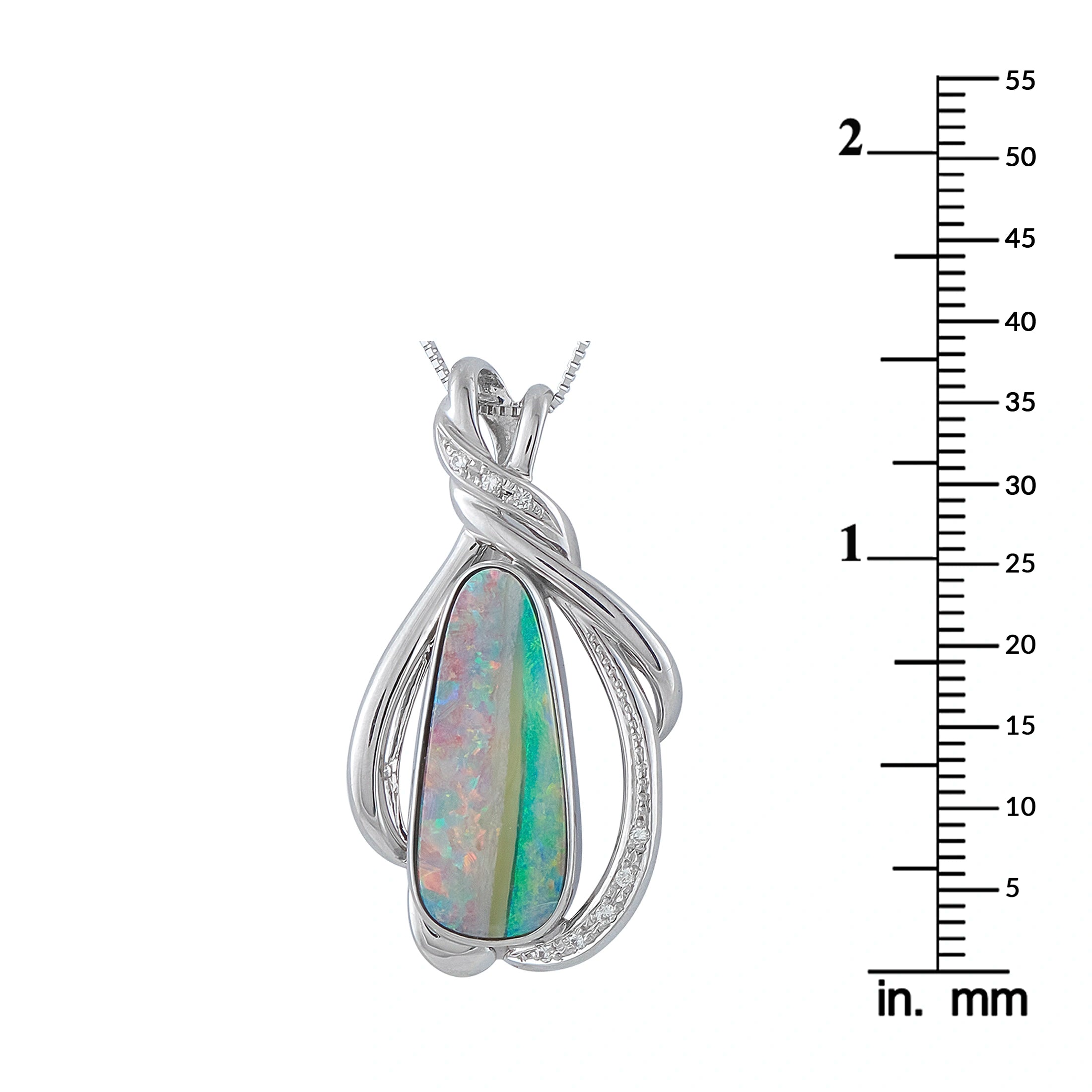 Platinum 0.06ct Diamond and Opal Pendant