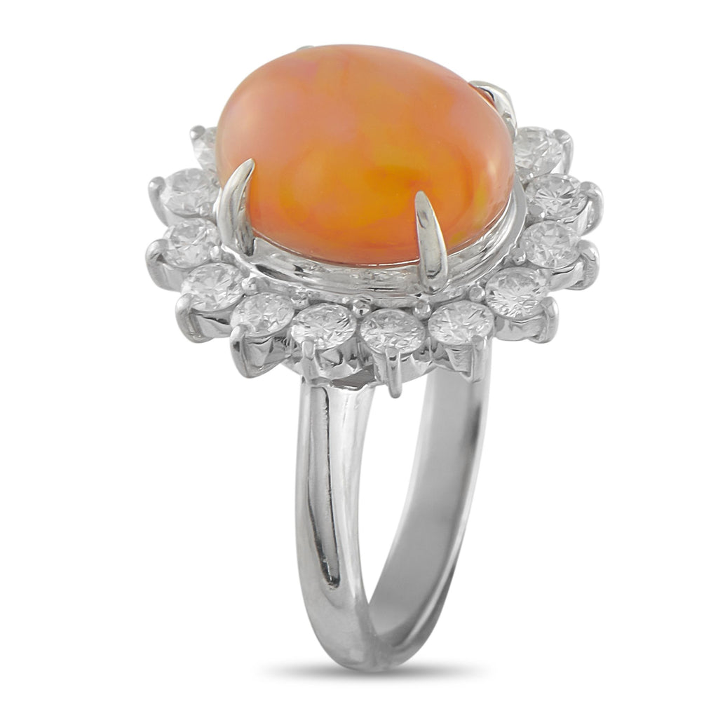 Exclusive Platinum 1.02ct Diamond and Opal Ring