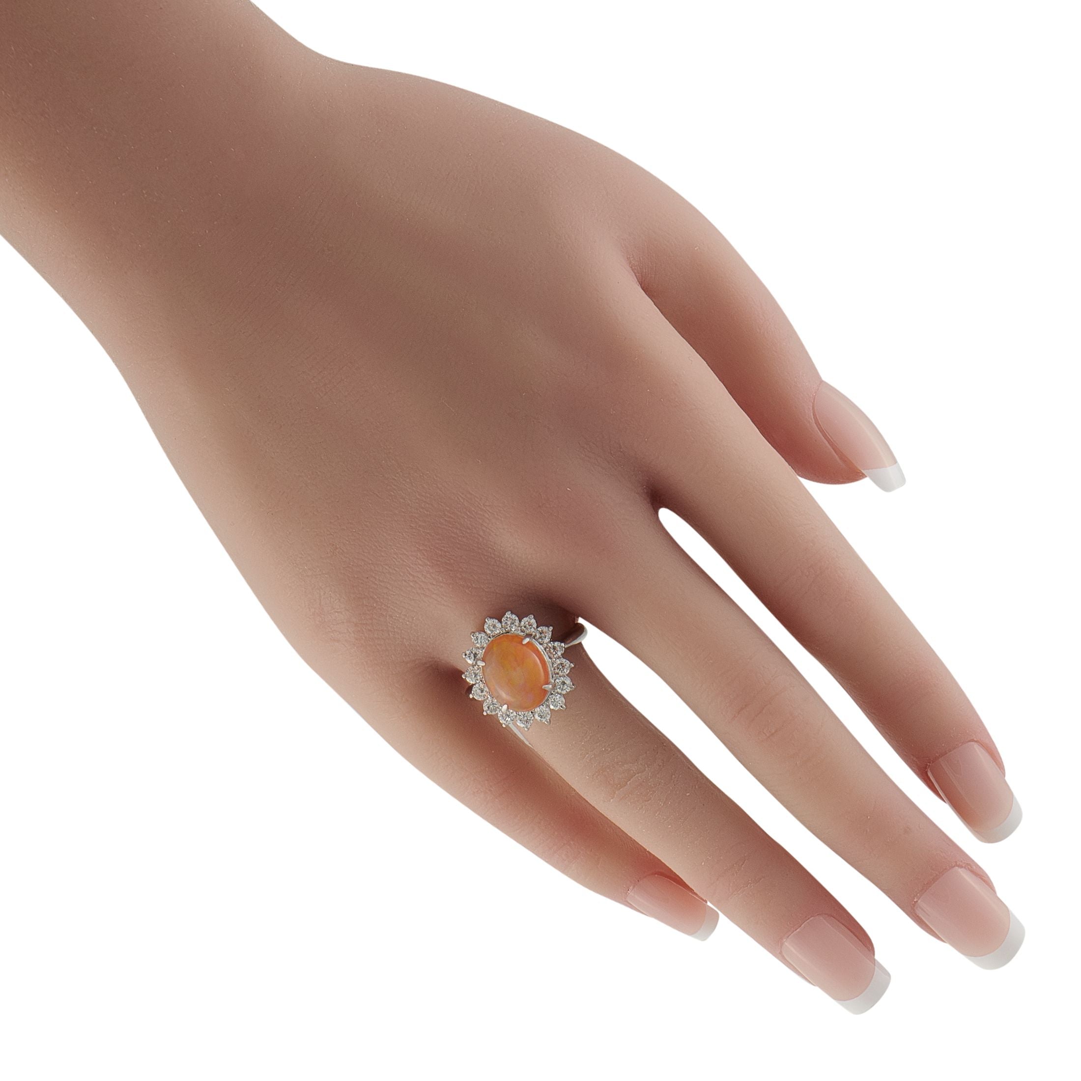 Exclusive Platinum 1.02ct Diamond and Opal Ring