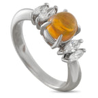 Platinum 0.36ct Diamond and Opal Ring
