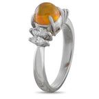 Platinum 0.36ct Diamond and Opal Ring