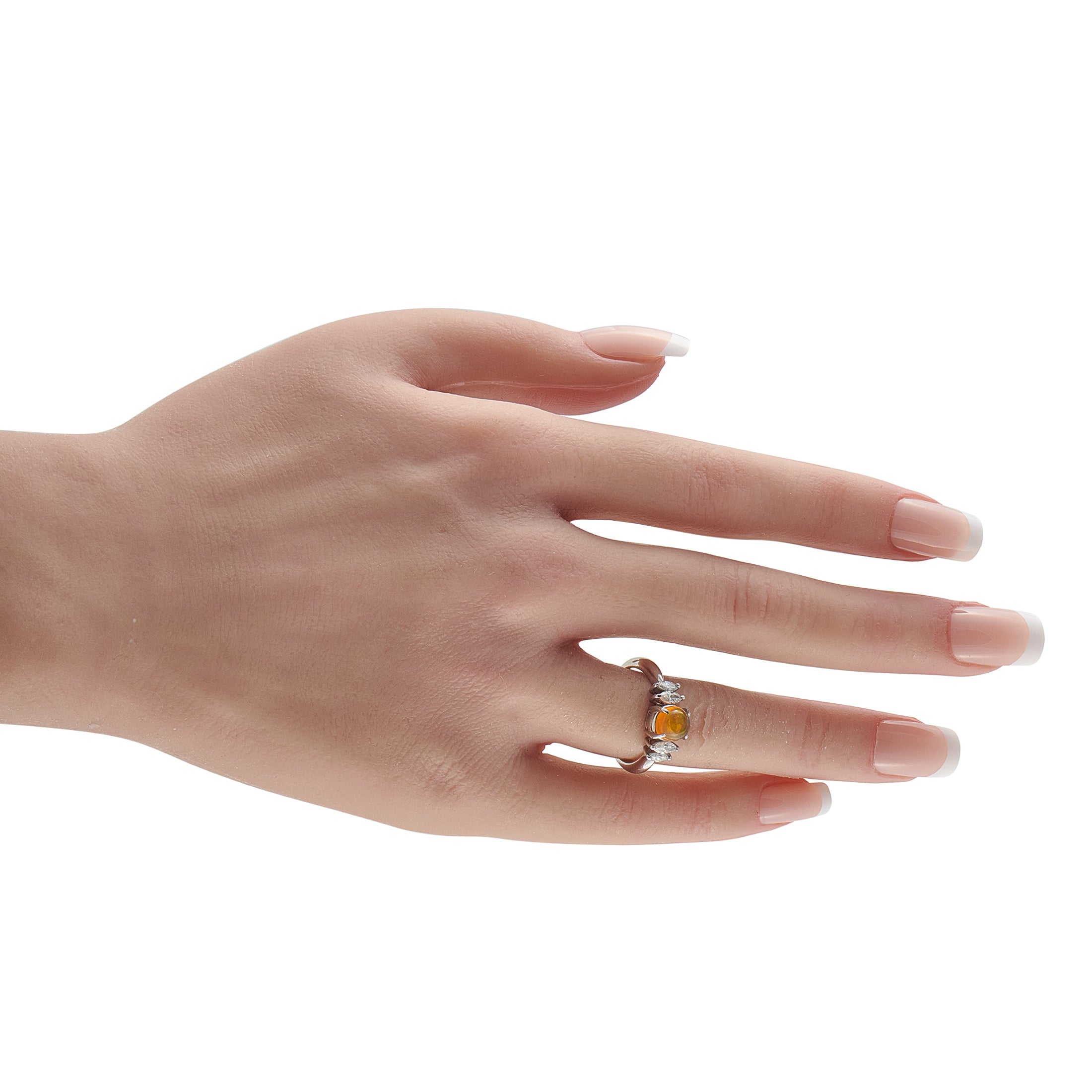 Platinum 0.36ct Diamond and Opal Ring