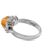 Platinum 0.36ct Diamond and Opal Ring