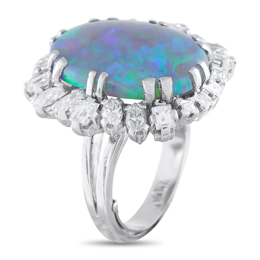 Platinum 2.0ct Diamond and Opal Cocktail Ring