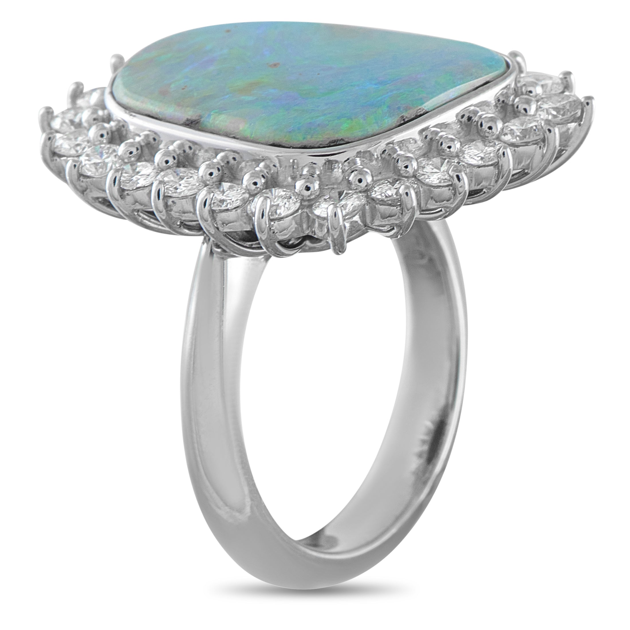 Platinum 1.30ct Diamond and Opal Ring
