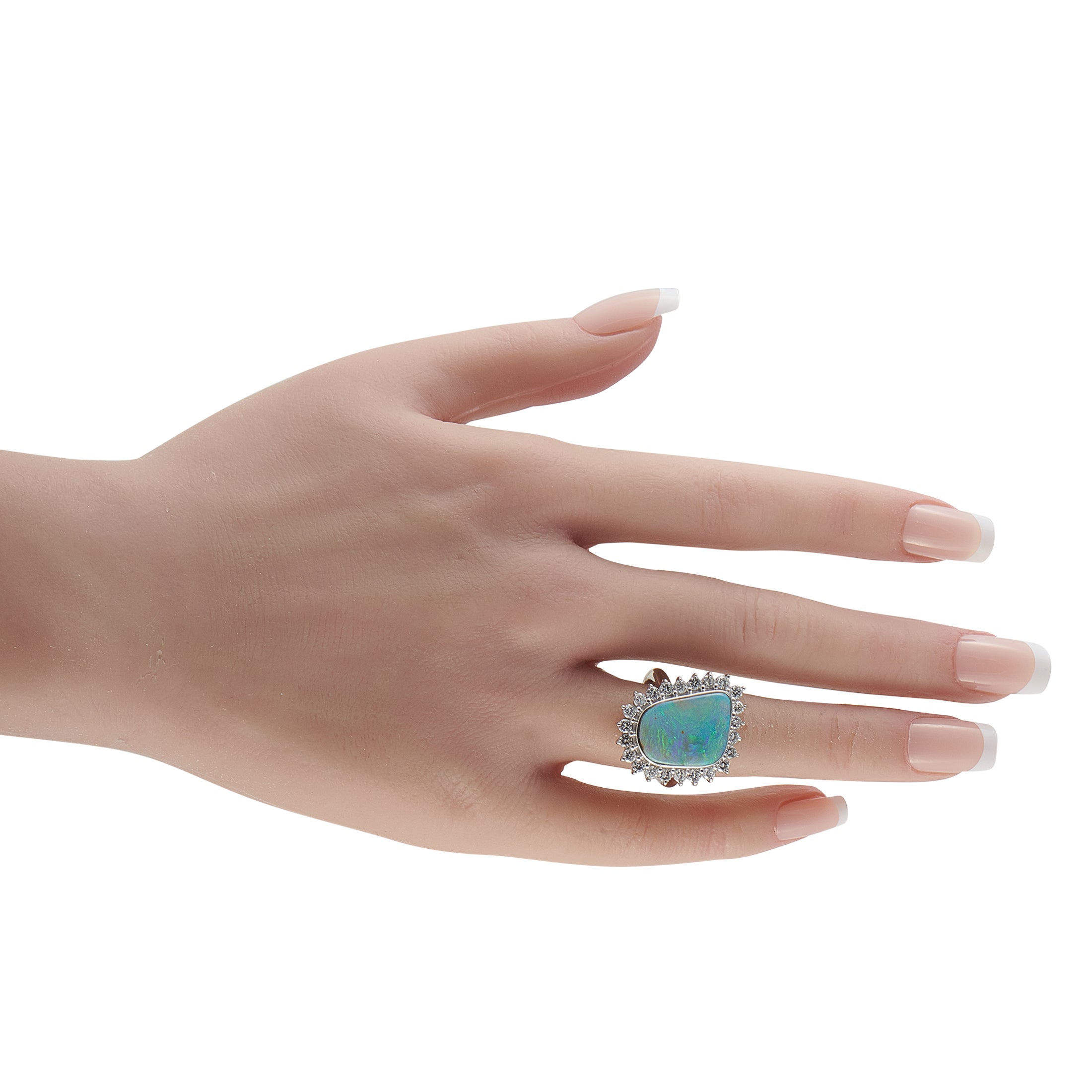 Platinum 1.30ct Diamond and Opal Ring