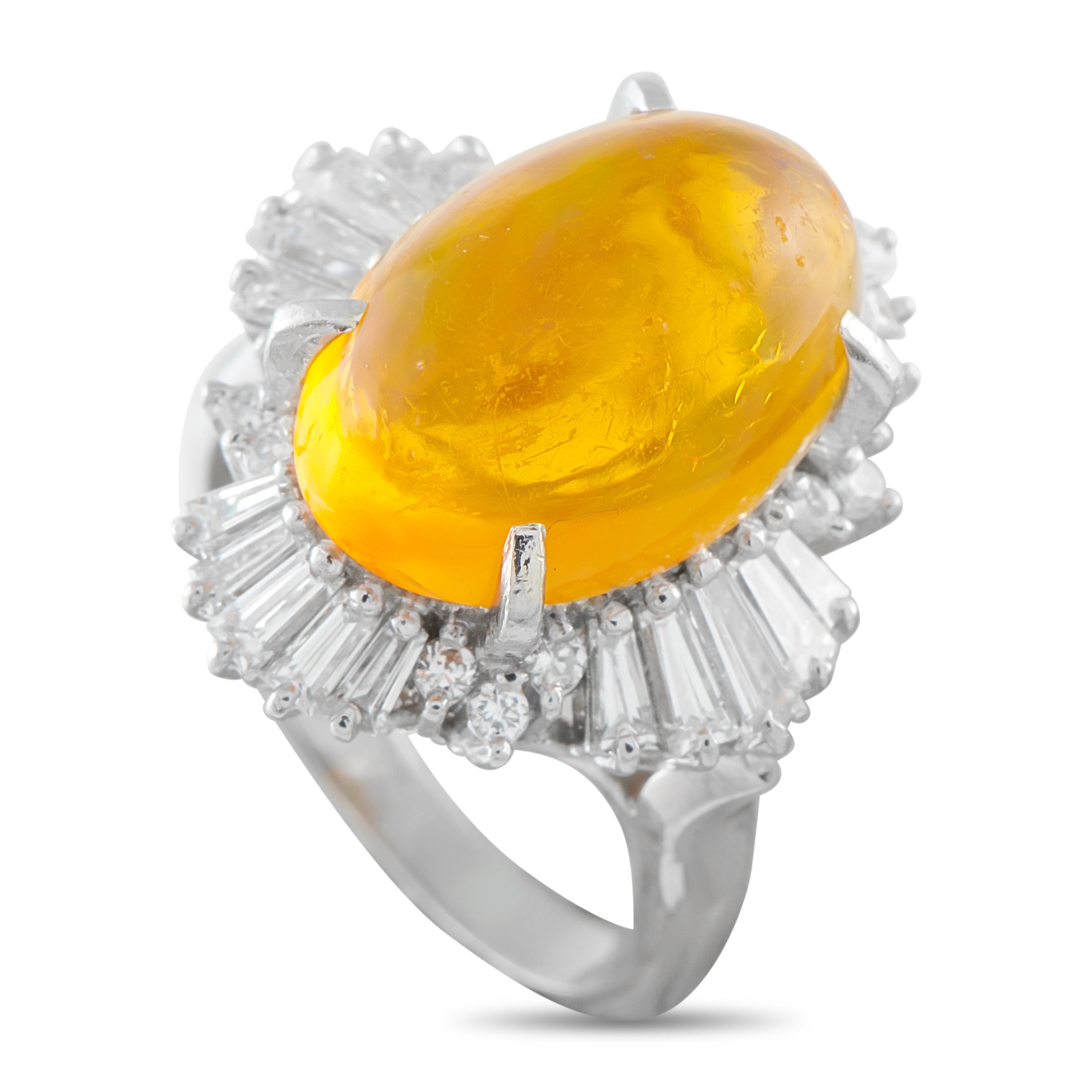 Platinum 1.45ct Diamond and Opal Ring